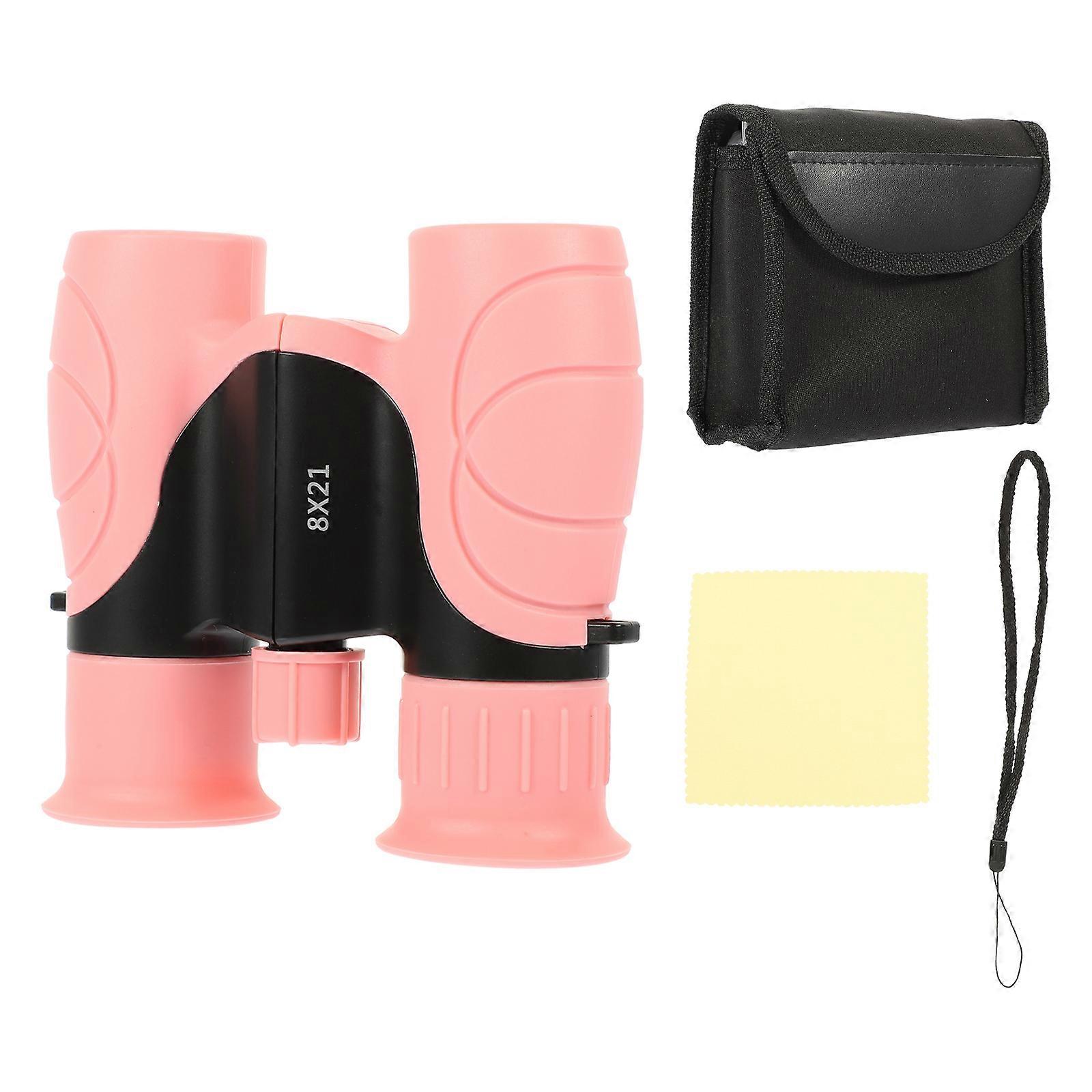 Pink Kids Binoculars for Outdoor Exploration High Definition ABS Material Lightweight Easy to Carry