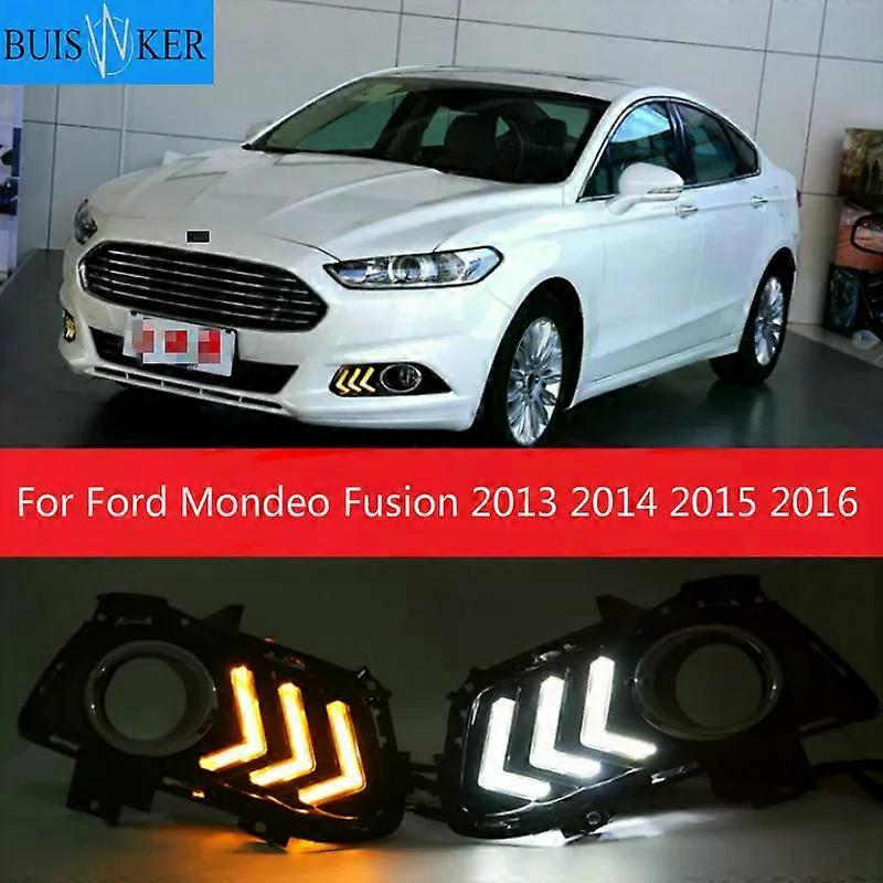 Applicable 1set for Ford Mondeo Fusion 2013 2014 2015 2016 LED DRL Daytime Running Light Daylight With Turn Signal Lights