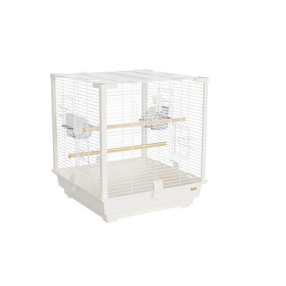Square Metal Bird Cage Open-Stackable Indoor Wire Parakeet Cage White Small Pet Budgie House
