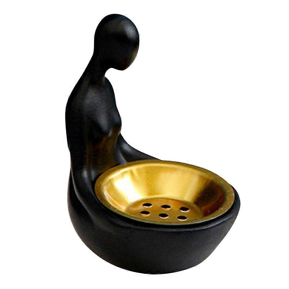 Black Resin Abstract Figure Incense Burner for Home Decor Portable Lightweight Desk Ornament 3.5 x 2.7 Inches