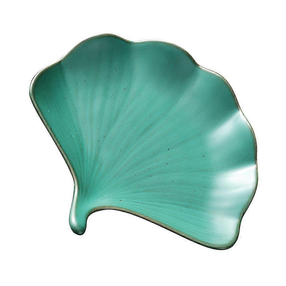 Stylish Snack Holding Tray Ceramic Dried Fruit Plate For Desktop Placement In Green Color With Creative Design 1Pcs