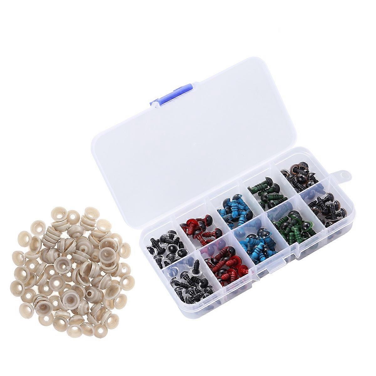 Plastic Safety Eyes and Gasket Set for Doll Making Assorted Colors 100 Pieces 8mm