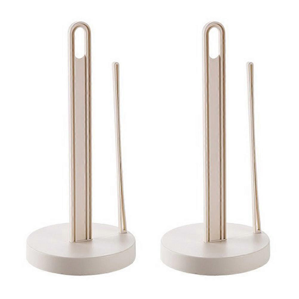 Beige PP Material Roll Paper Stand with Stable Bottom for Kitchen and Bathroom 2Pcs