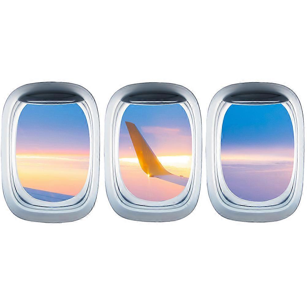 Wall Decal Featuring Airplane Window Design 3 Sheets PVC Assorted Color Ideal For Homeowners Friends Suitable For Any Room