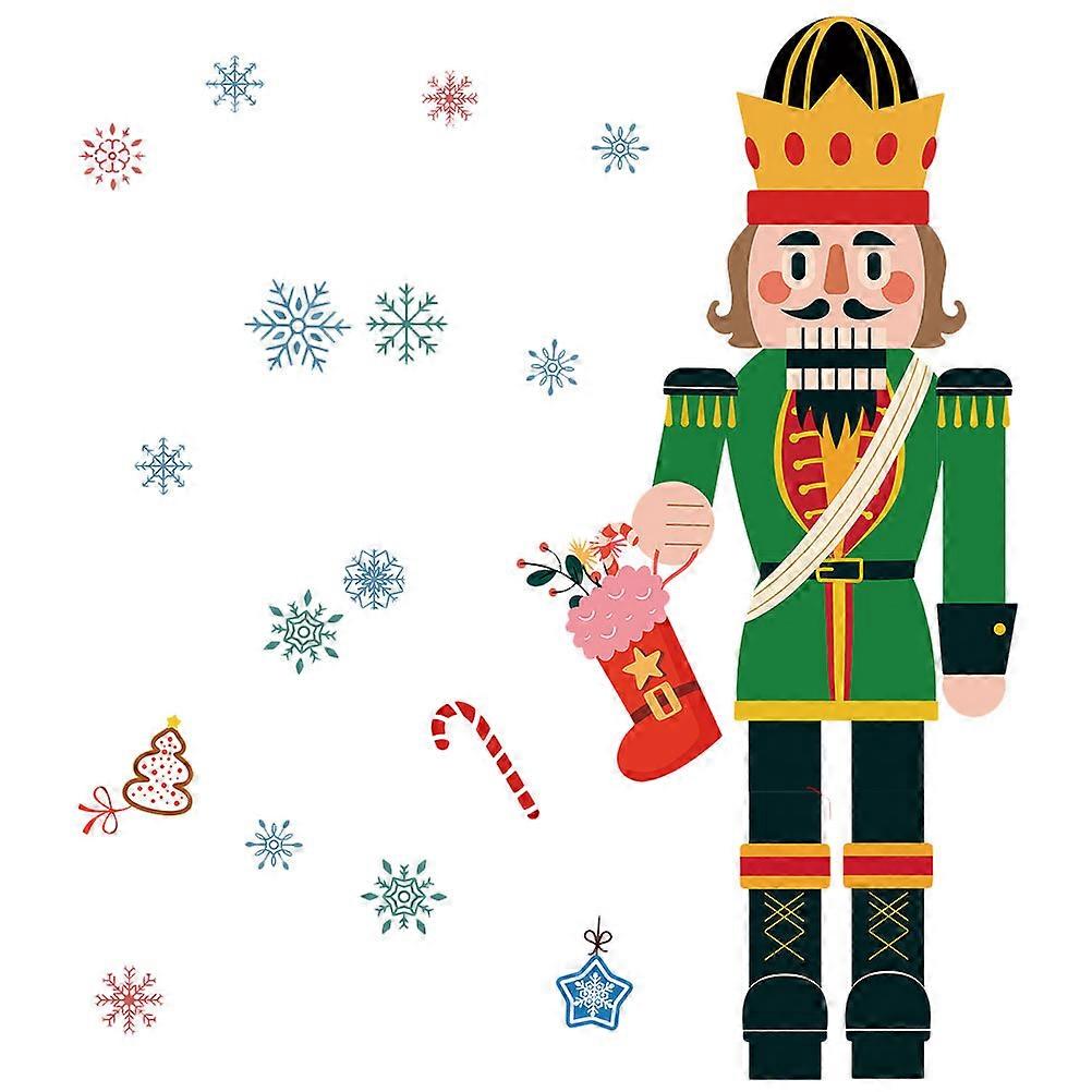 Christmas Nutcracker Window Cling Festive Xmas Decor Sticker for Home or Store, Easy Removable & Simple Installation