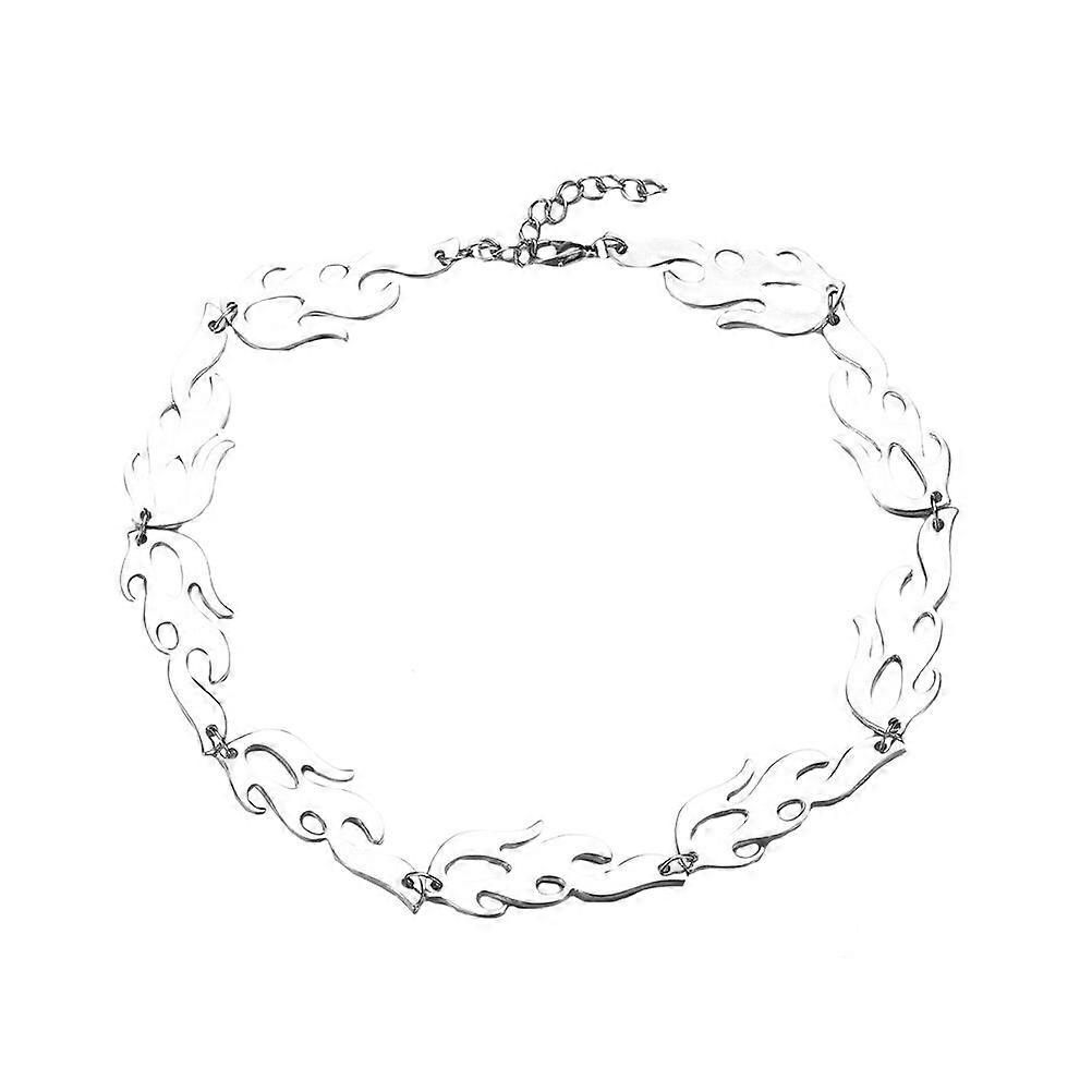 Flame Pattern Necklace for Men in Silver Alloy with Stylish Design Perfect for Decorative Use 1Pc