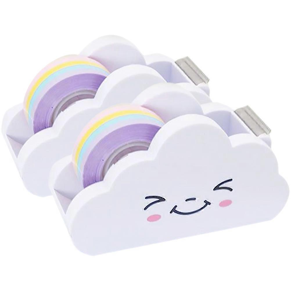 2 Sets Tape Dispensers for Home Made of Plastic Multicolored Convenient and Lightweight
