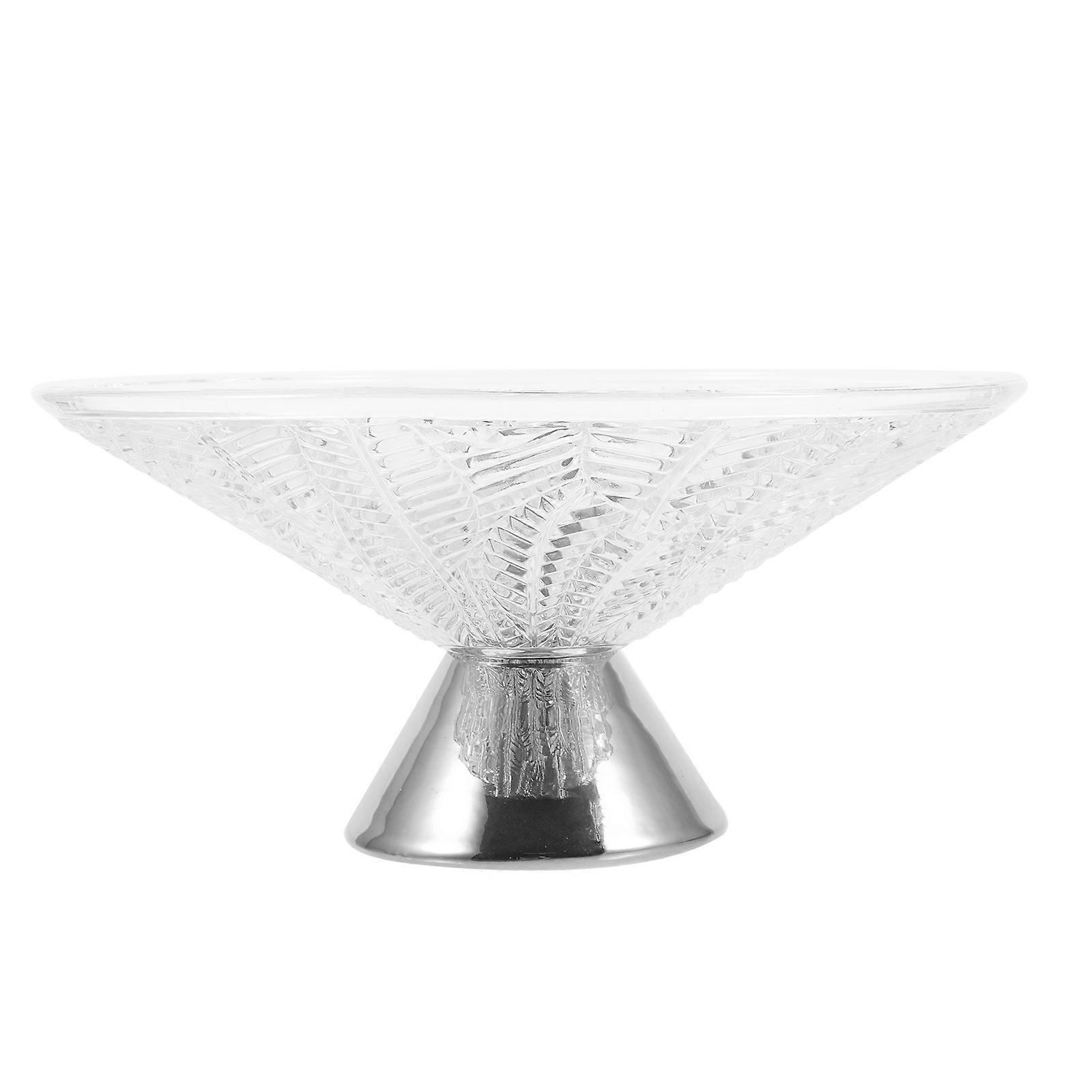 Leaf-Shaped Base Fruit Bowl Glass Snacks Tray For Party Use In Modern Style 1Pack