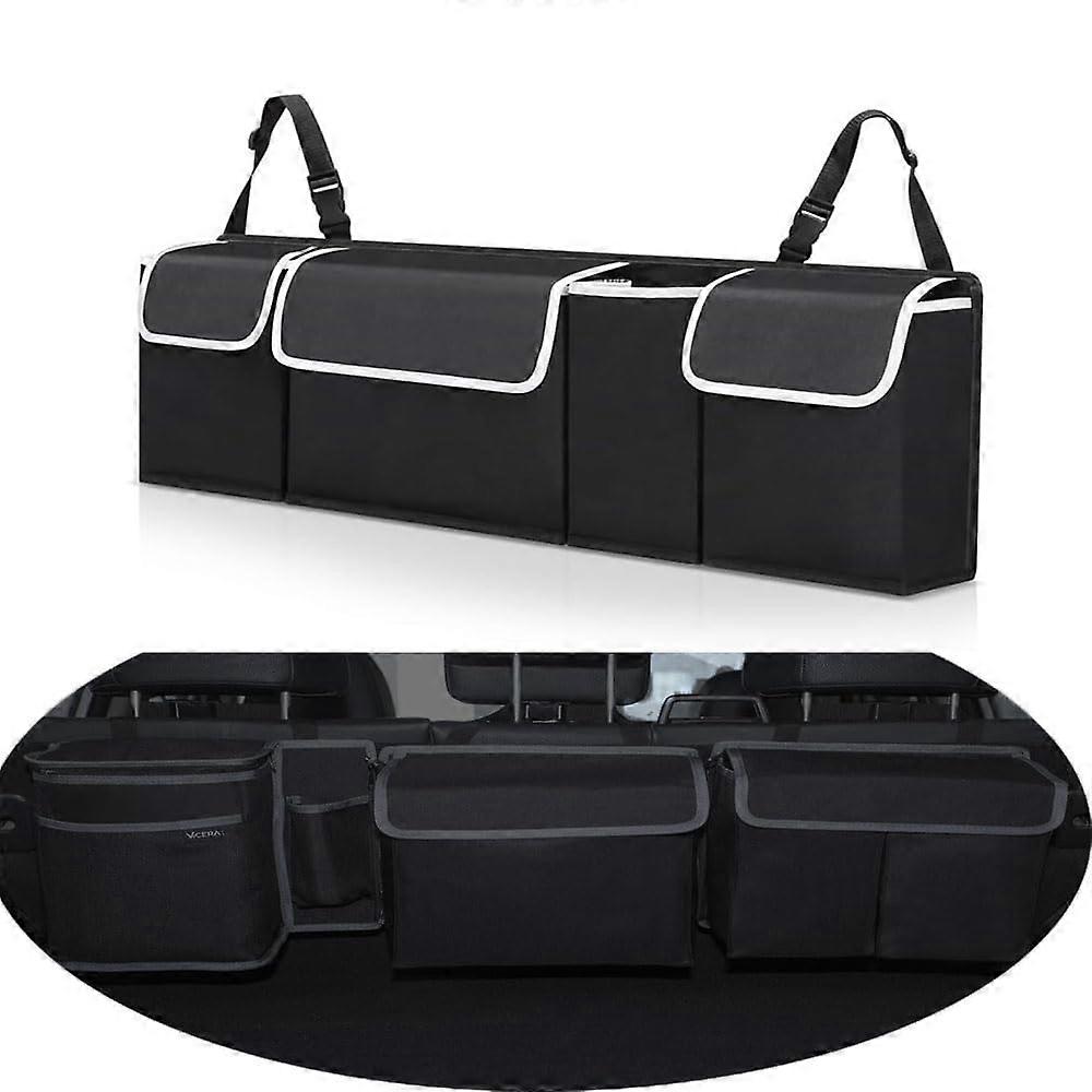 Car Boot Organiser Waterproof Oxford Fabric with 4 Pockets for All Car Models in Black