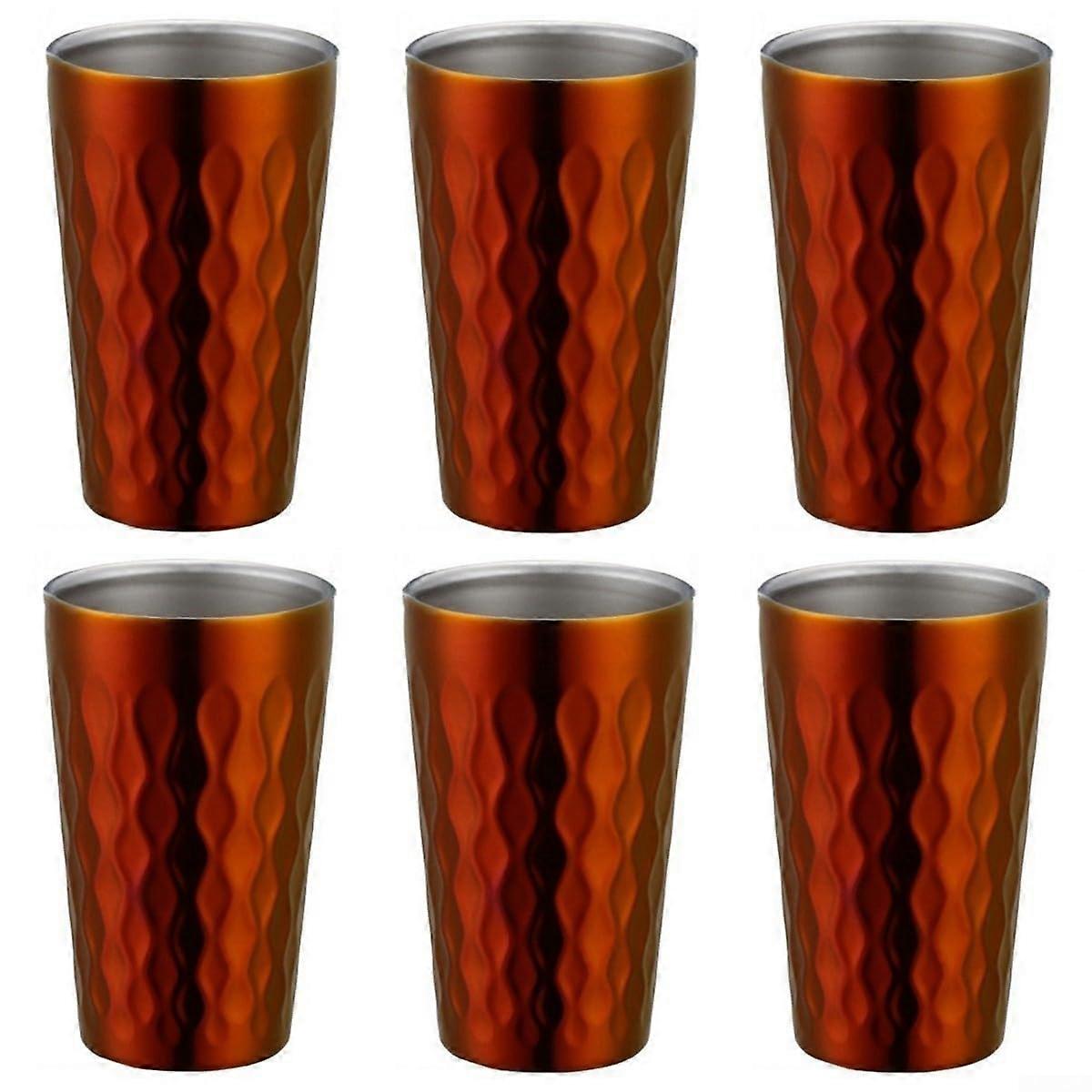 Insulated Stainless Steel Cups 330ml, 6 Pack, Stackable Double-Wall Design for Hot and Cold Drinks, Red
