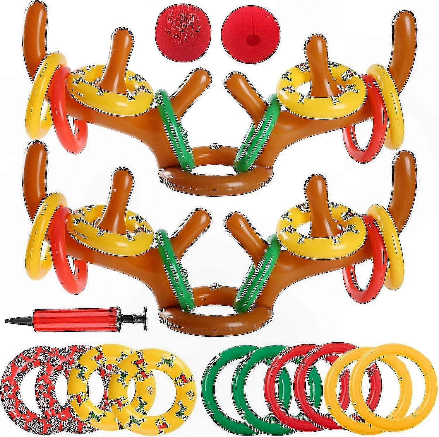 Inflatable Reindeer Antler Ring Toss Game for Holiday Parties and Christmas Fun
