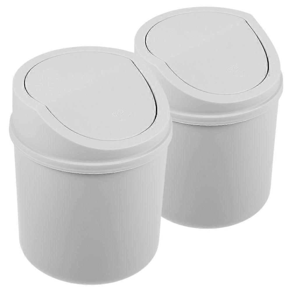 2pcs Mini Swing Lid Desktop Trash Cans Desktop Waste Bucket Office Desk Waste Bin