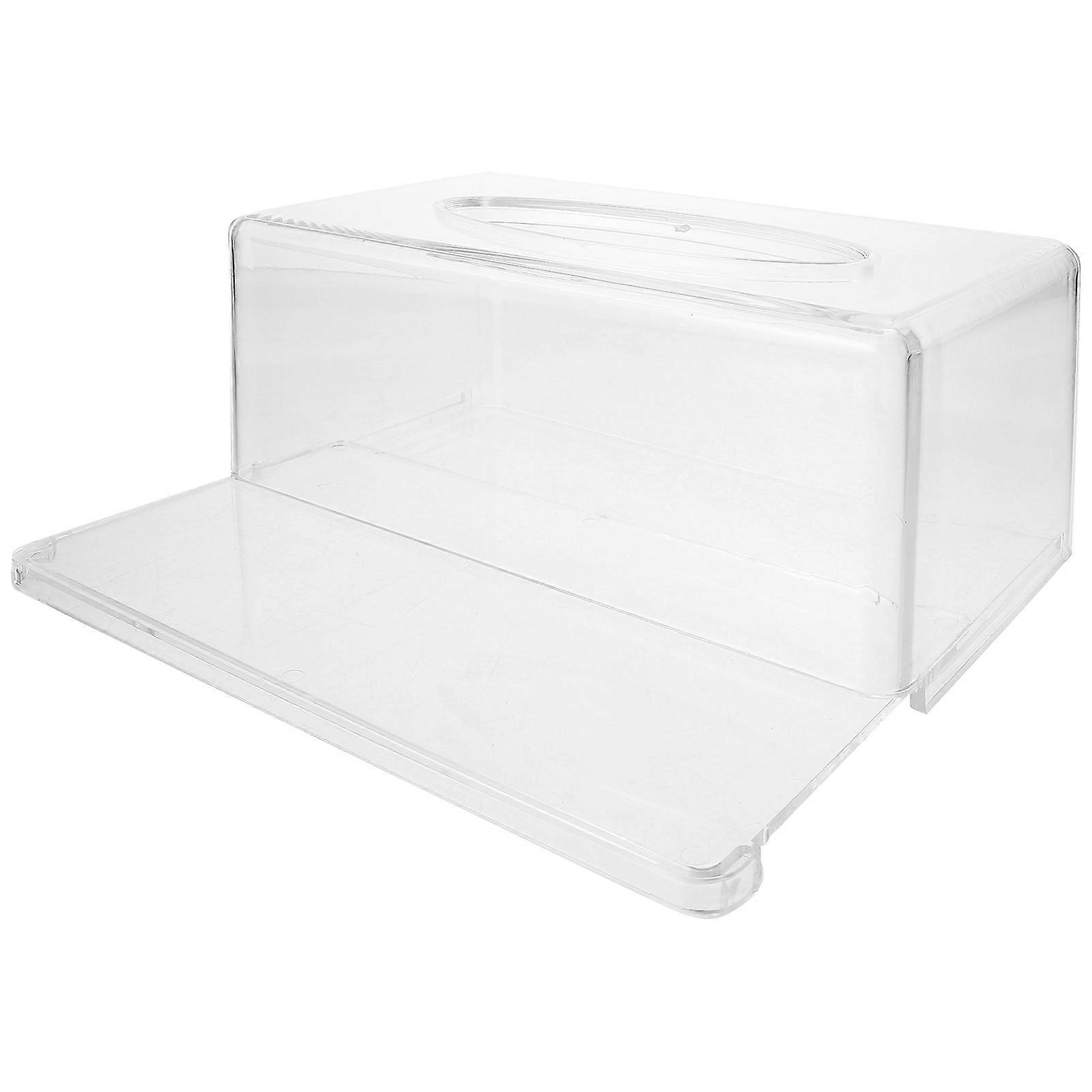 Facial Tissue Holder Tissue Box Cover Rectangular Home Office Desk Transparent Storage 1Pcs