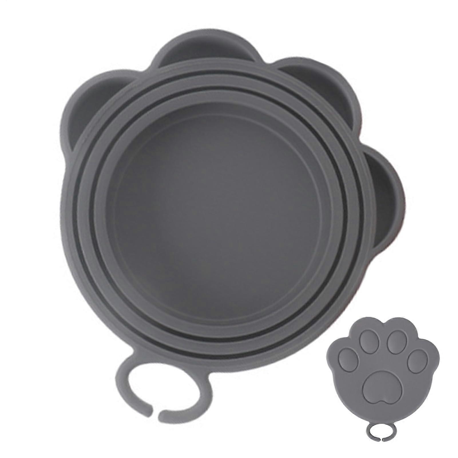 Lid For Drinks Cans Silicone Cat Paw Design Leak-Proof Reusable Cover Gray For Bowls And Vegetable Cups