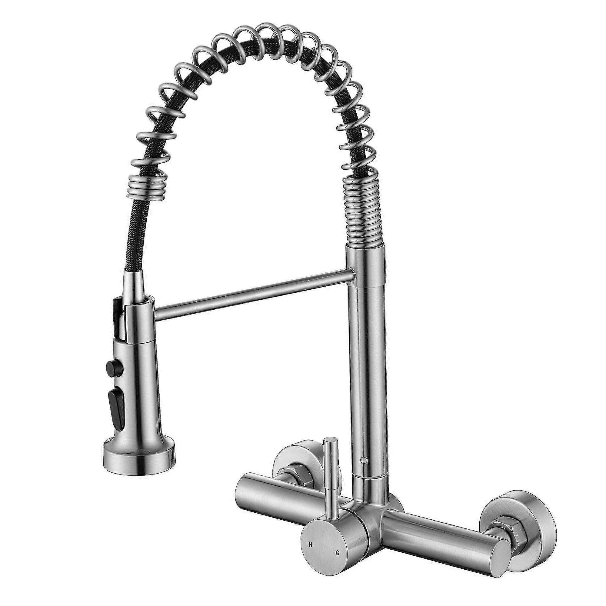 Wall-mounted kitchen faucet, stainless steel, 8 inches