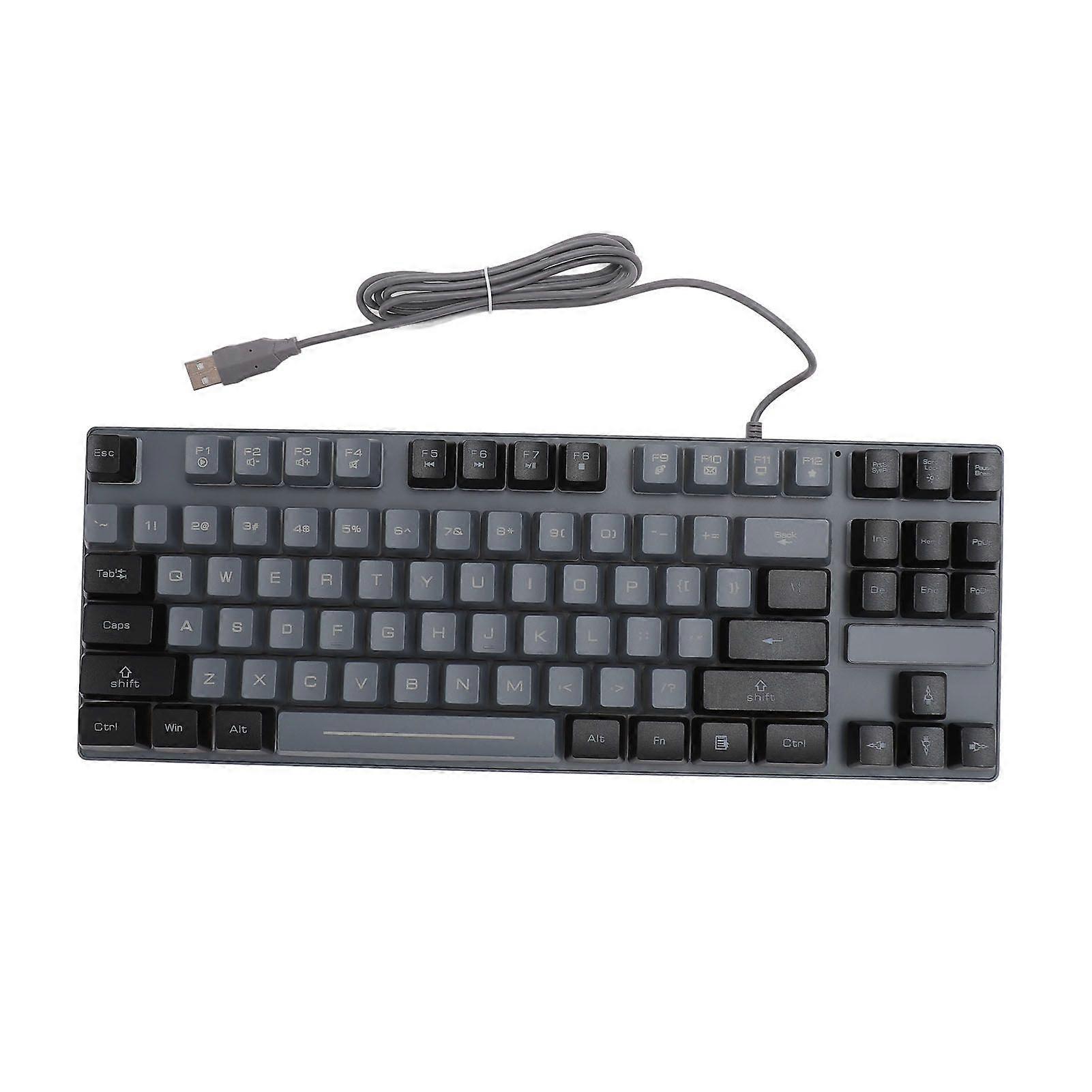 Gaming Keyboard 87 Keys ABS Keycaps RGB Backlit Contrast Color Multimedia Control Wired Keyboard for Laptop Desktop