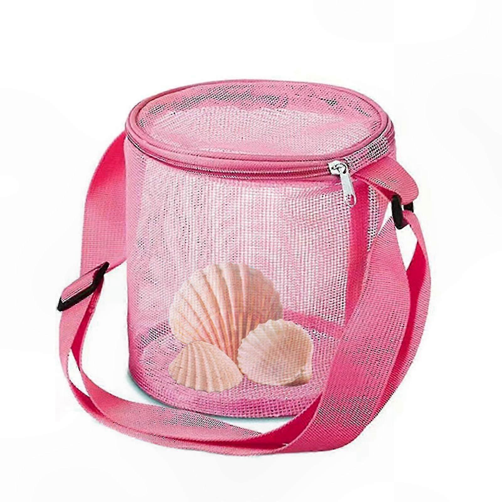 Kids Beach Tote with Adjustable Strap - Sandproof Mesh Shell Collector for Outdoor Play