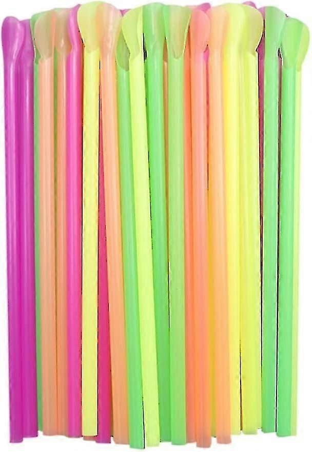 200Pcs Slushie Straws, Jumbo Wide Straws, Spoon Scoop Straws for Smoothies Slushies Ice Cones Snow C