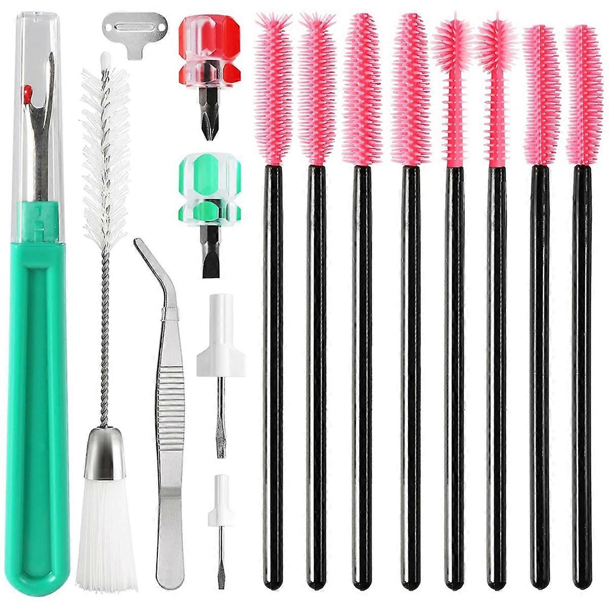16Pcs Sewing Machine Cleaning Kit, Sewing Machine Kit Include Handheld Seam Rippers Curved Tweezers Double Headed Brush