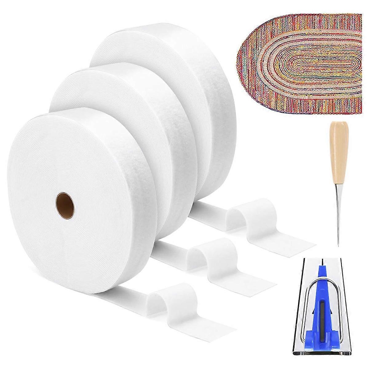3 Rolls JellyRoll Batting Strips for Rugs, Accessories Sasher Tool Awl Tube Ruler Quilting for Upholstery Projects A
