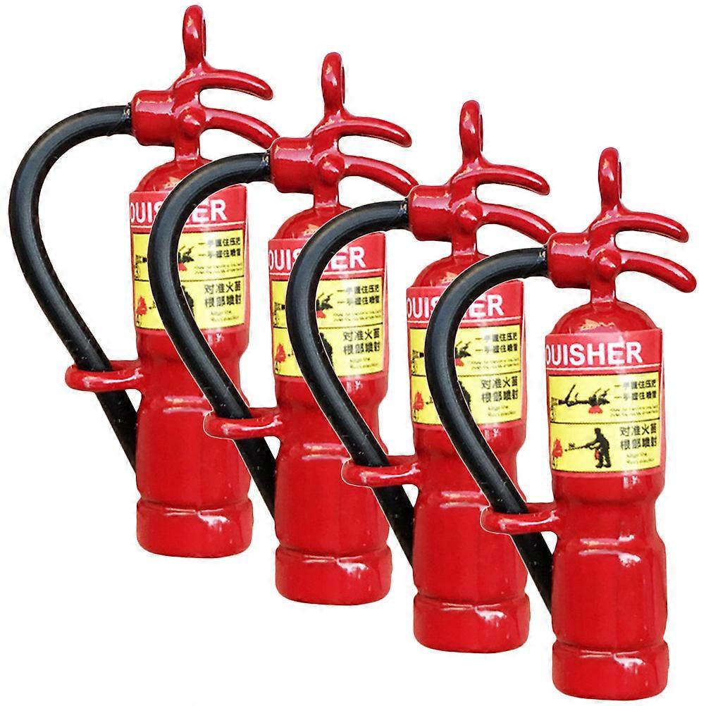 Miniature Fire Extinguisher Models for Decor with Realistic Shapes and Red Iron Finish 4pcs