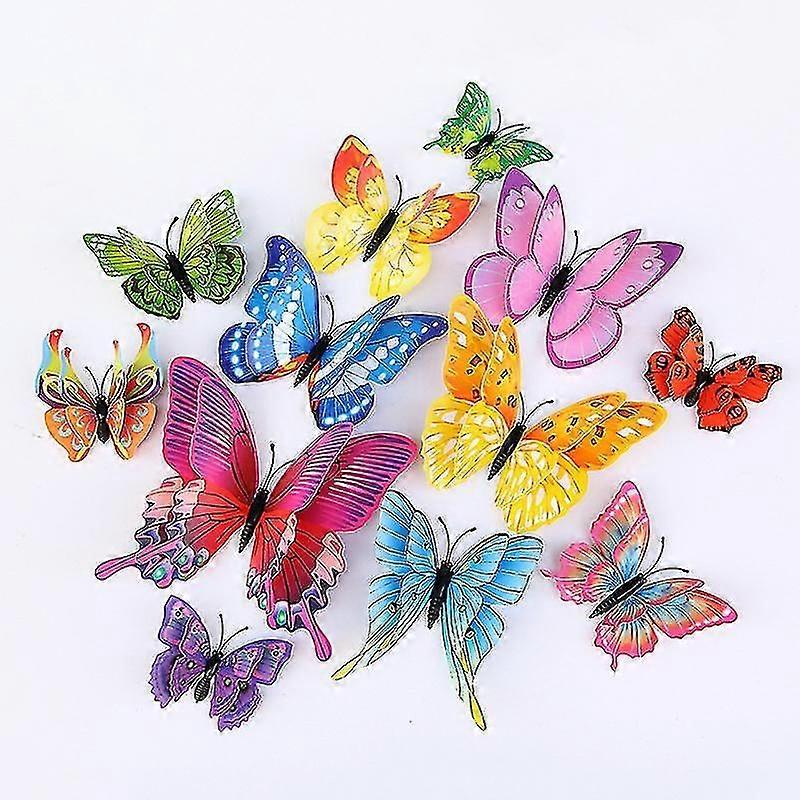 3d double layer simulation butterfly stickers for refrigerator decor