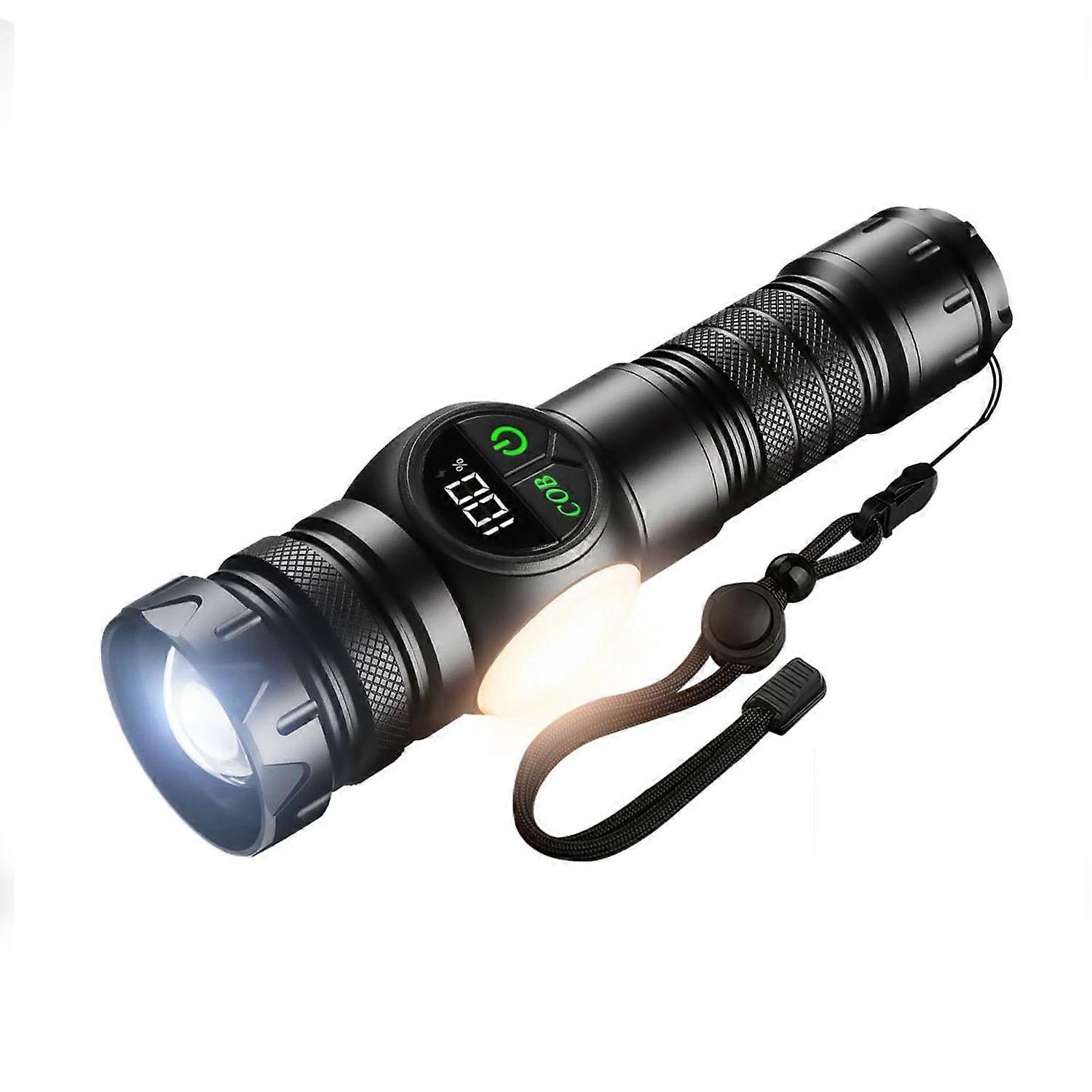 Rechargeable Flashlight, Zoomable Beam LED Flash Light with Magnet Over 15 Hours Battery Time 9 Light Modes and SOS for Emergencies, Camping(Black)