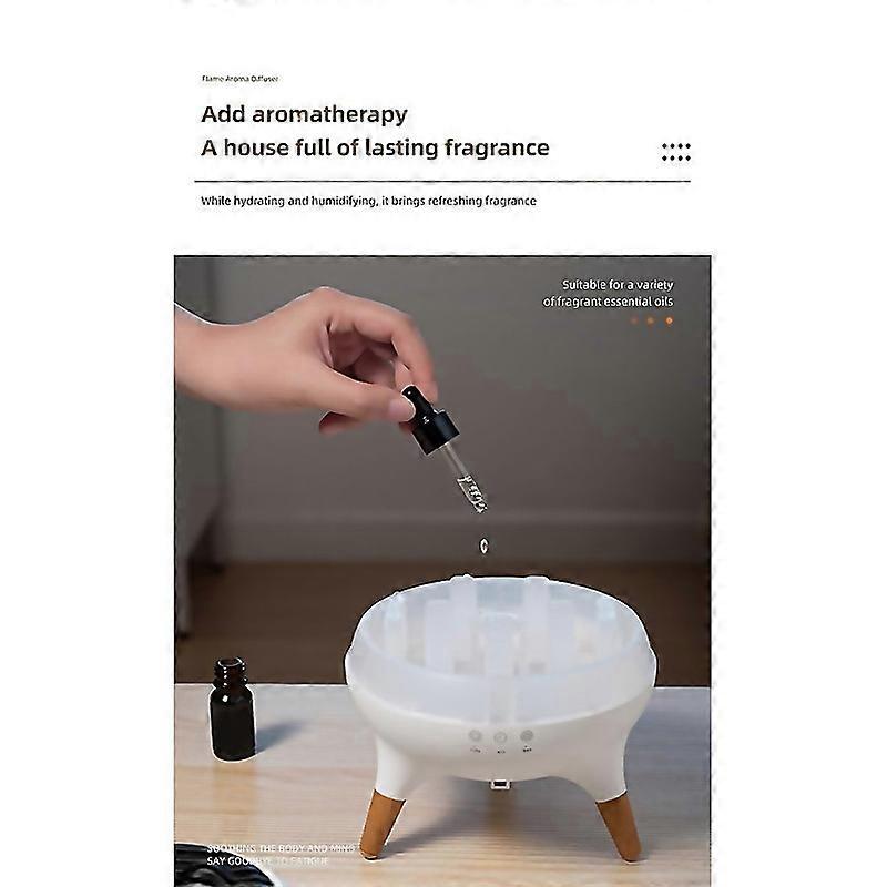 For Essential Oil Diffuser 350ml Cool Mist Diffuser Humidifier With Flame Volcano Waterless Autooff