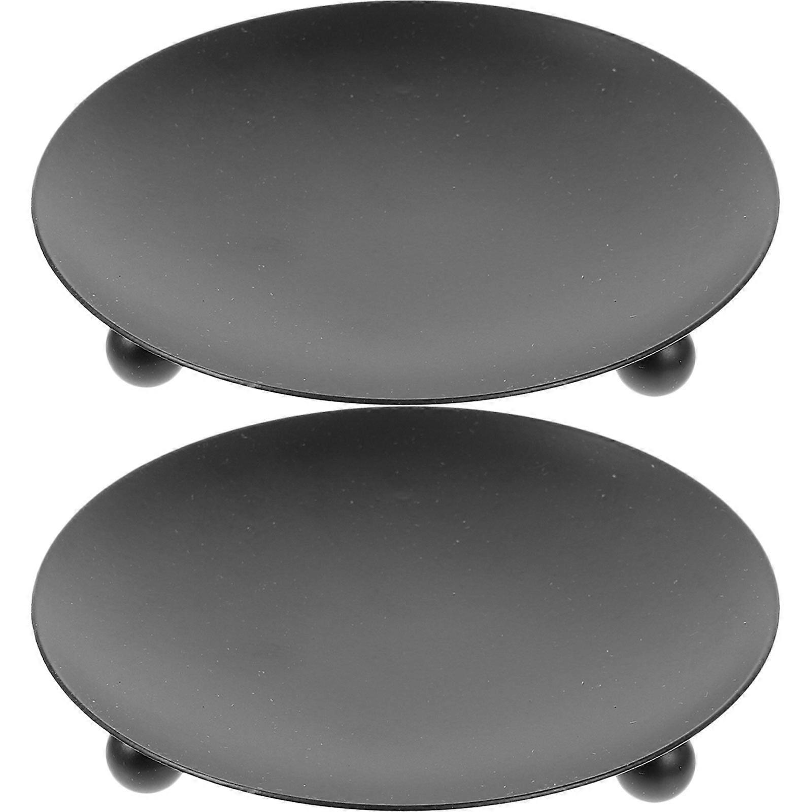 Iron Candleholders Simple Design for Tabletop Use 2Pcs Black