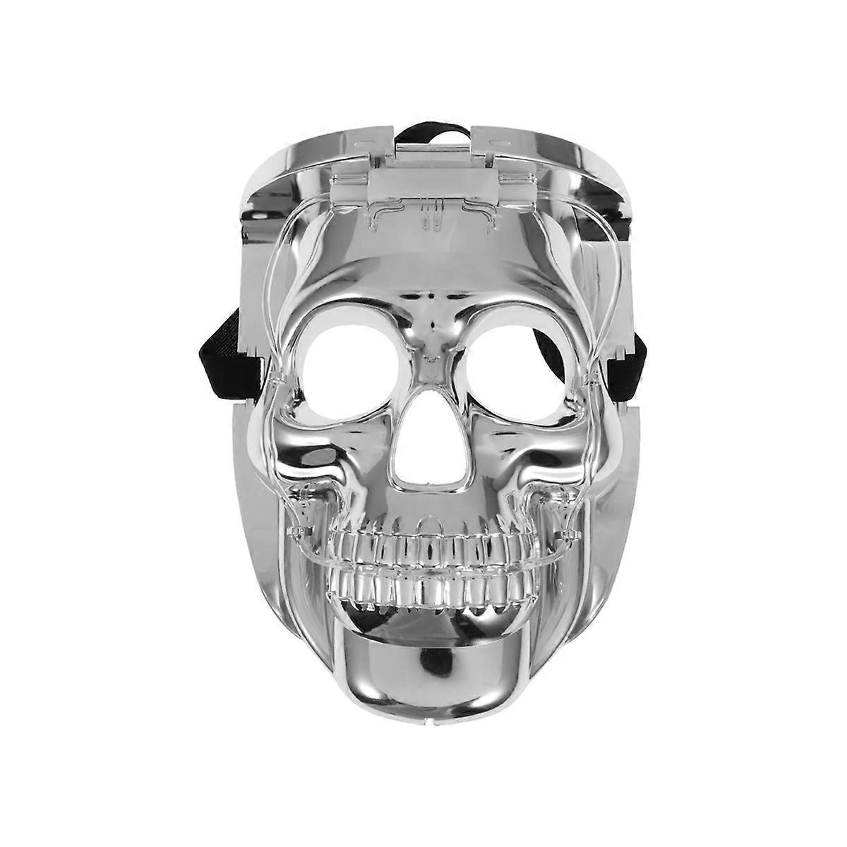 Skull Cosplay Mask for Wearing Silver LED Flash Halloween Attire