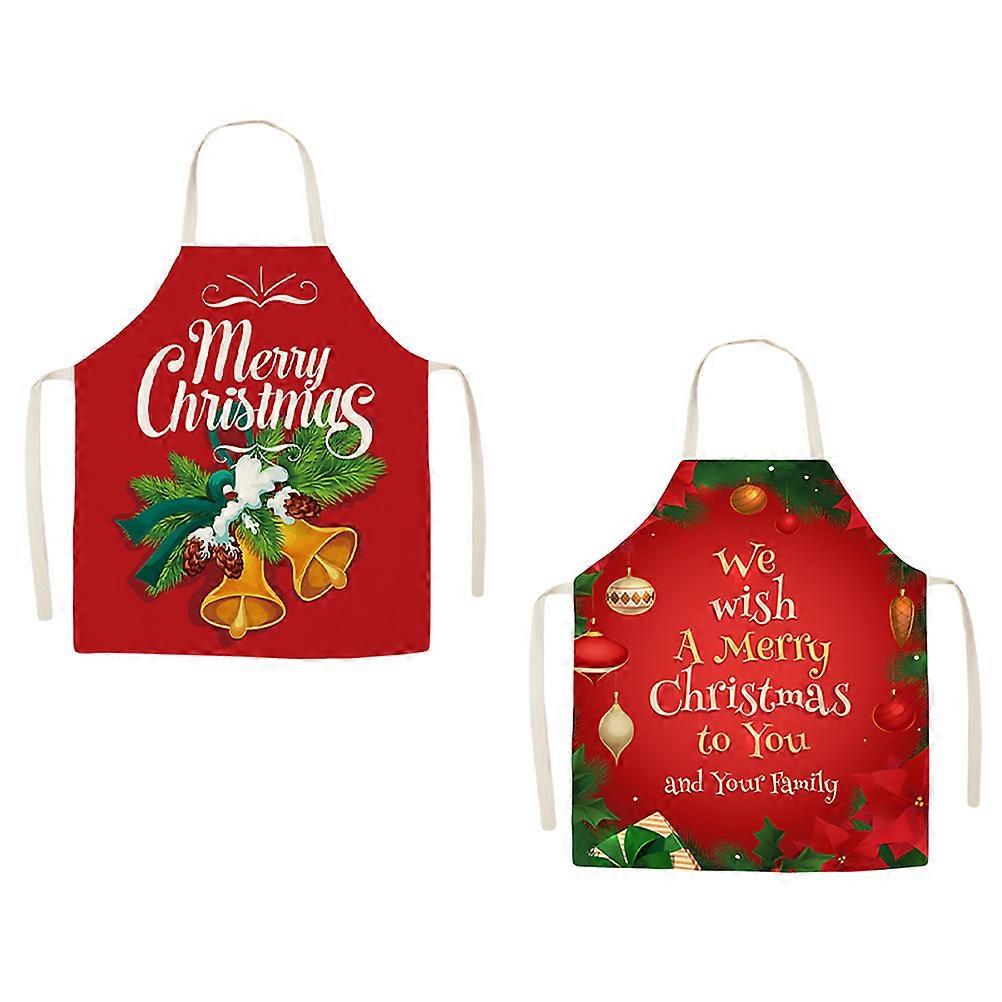 Christmas Themed Apron Serving Apron for Decor 2Pcs Polyester