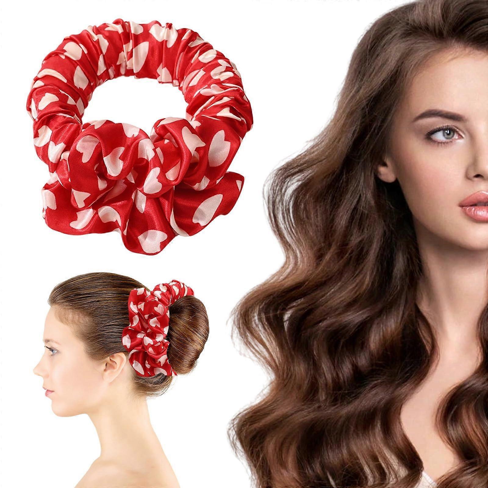 Heat Curlers For Women Overnight NoHeat Curls For Long Hair Soft Sleep Tie Scrunchie Red Large (L) 1 Count Pack