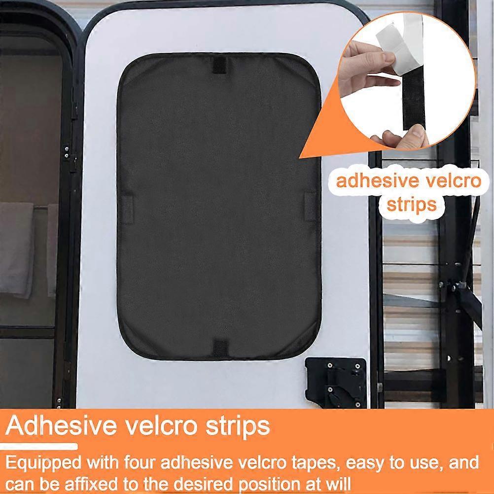 2pcs RV Door Window Shade 40.5x62cm Black/Silver Waterproof