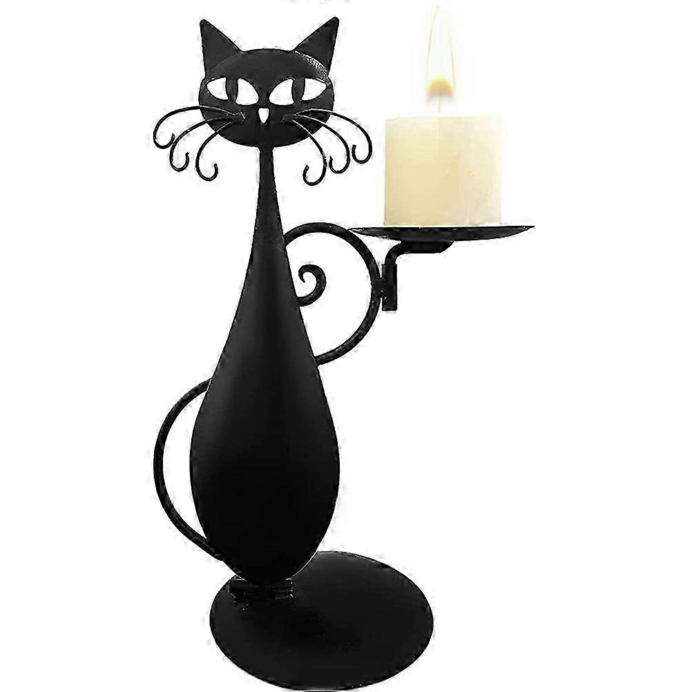 Rustik Sort Metal Kat Lysestage - Spisebord Midtpunkt Boligindretning 1stk
