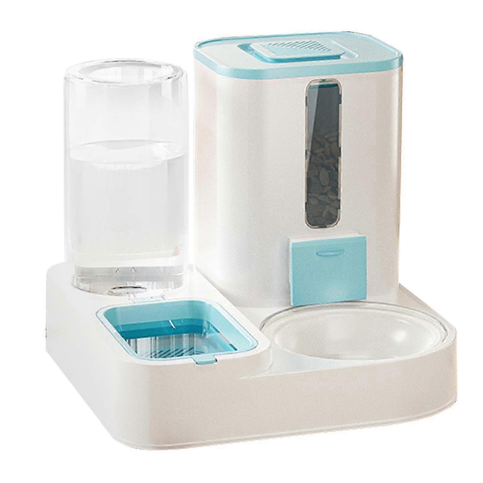 Automatic Cat Feeder with Large Capacity, SpaceSaving Cat Food Dispenser, Reusable Water Dispenser for Kittens and Puppies, Blue