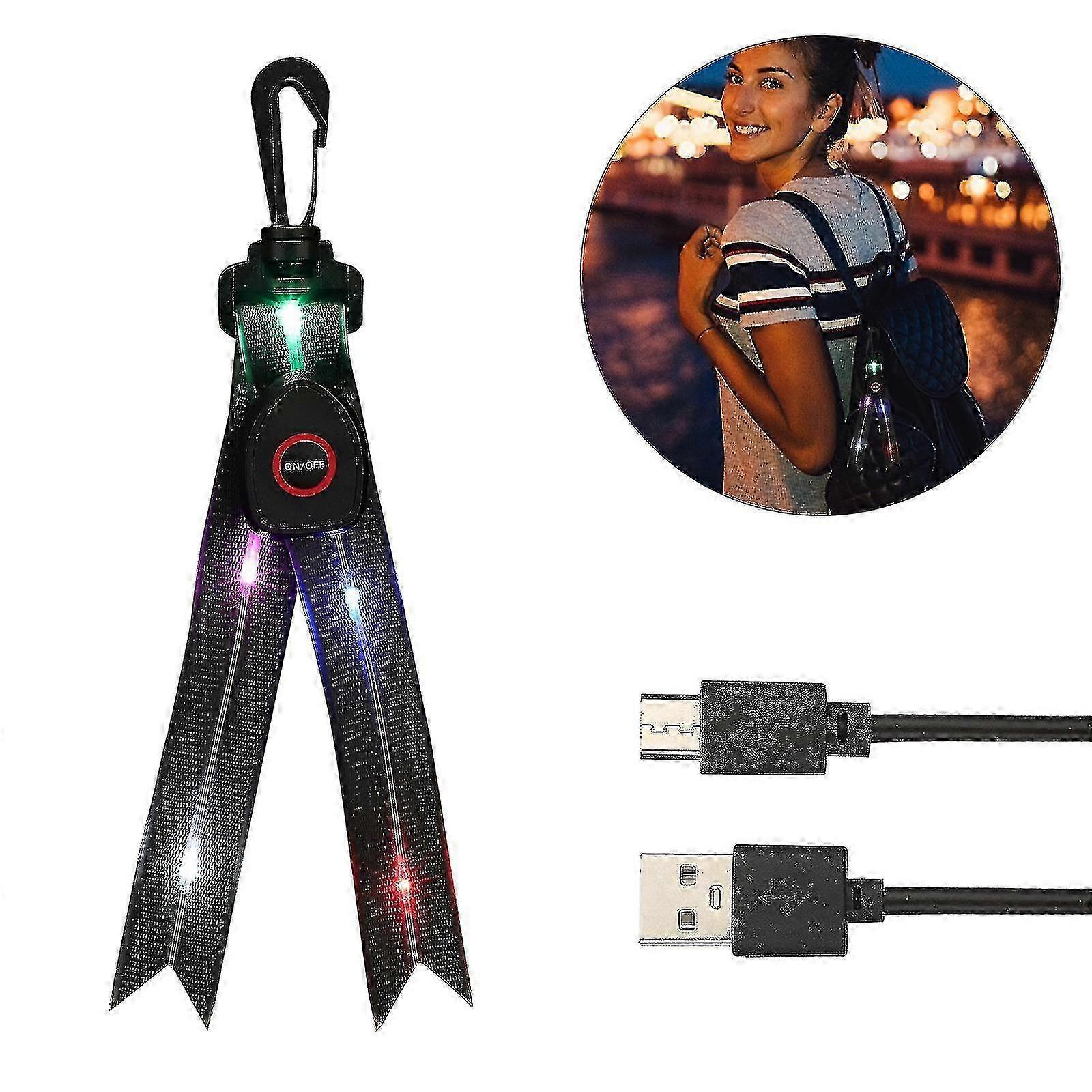 Led Flashing Light With Colourful Light,usb Rechargeable Reflectors School Bag Safety Light