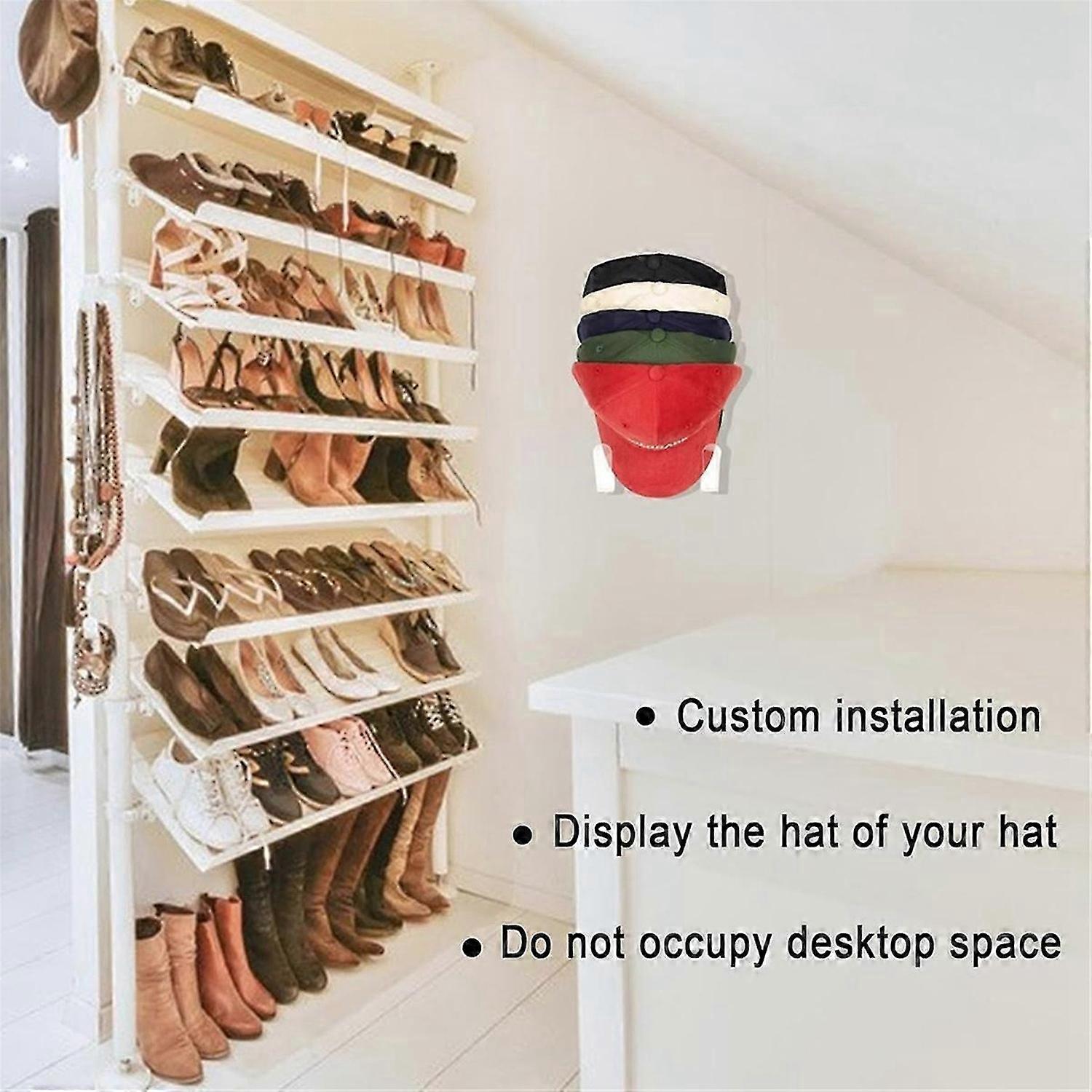 3 Pair Hat Rack Hat Hooks for Wall Hat Holder Transparent