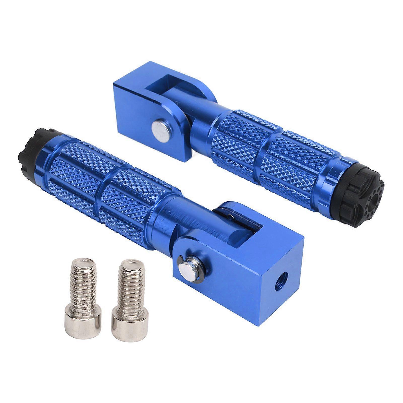 2Pcs Motorcycle Foldable Foot Pegs M8 Antislip Aluminium Alloy Universal for Bikes ATV UTV Go Kart Blue