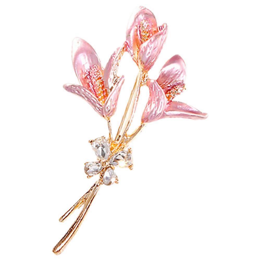 Flower Brooch Lapel Pin for Decoration 4Pcs Pink Alloy Rhinestone Pins