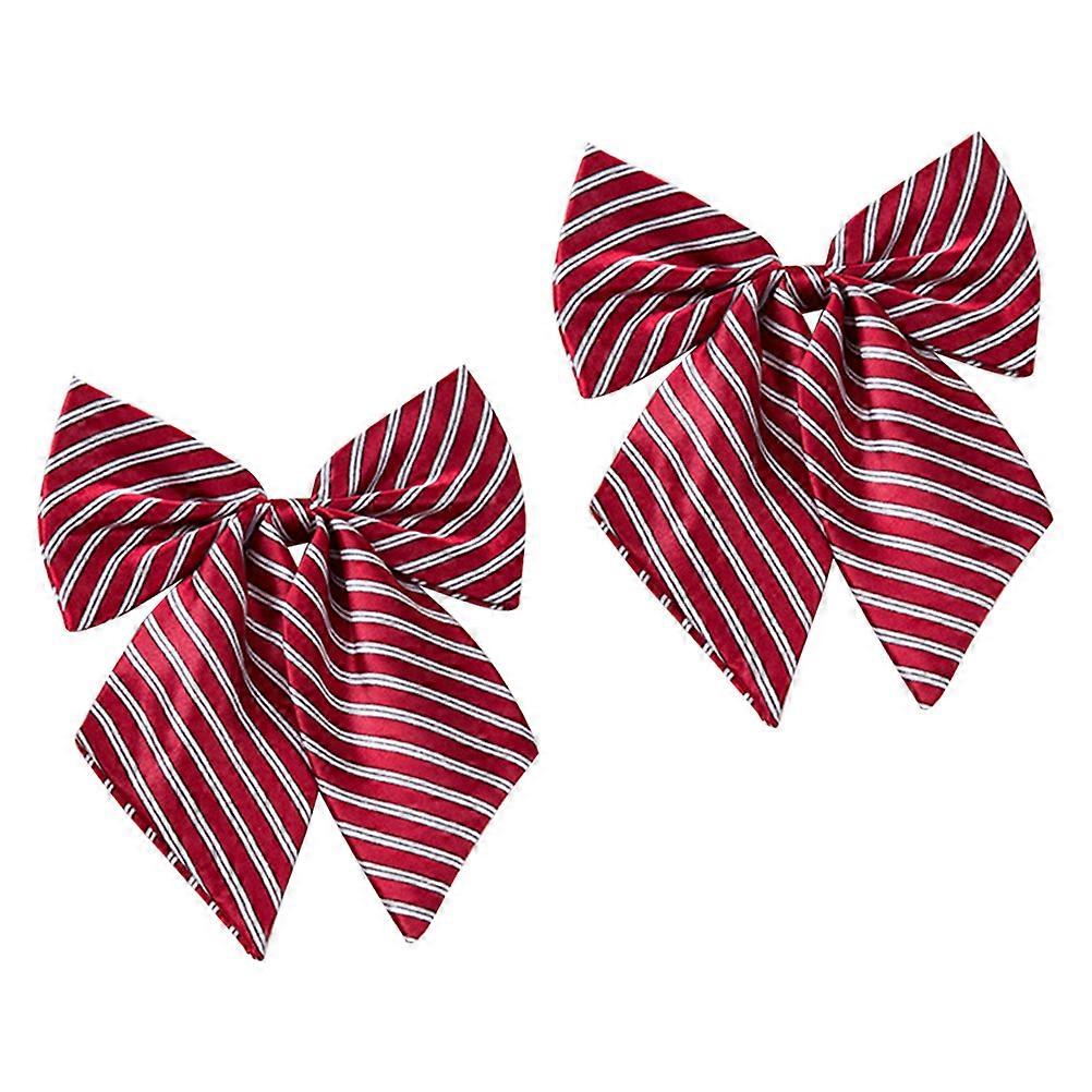 Bow Tie for Graduation Buckle Bow Tie for Decoration 2Pcs Red and White Stripe