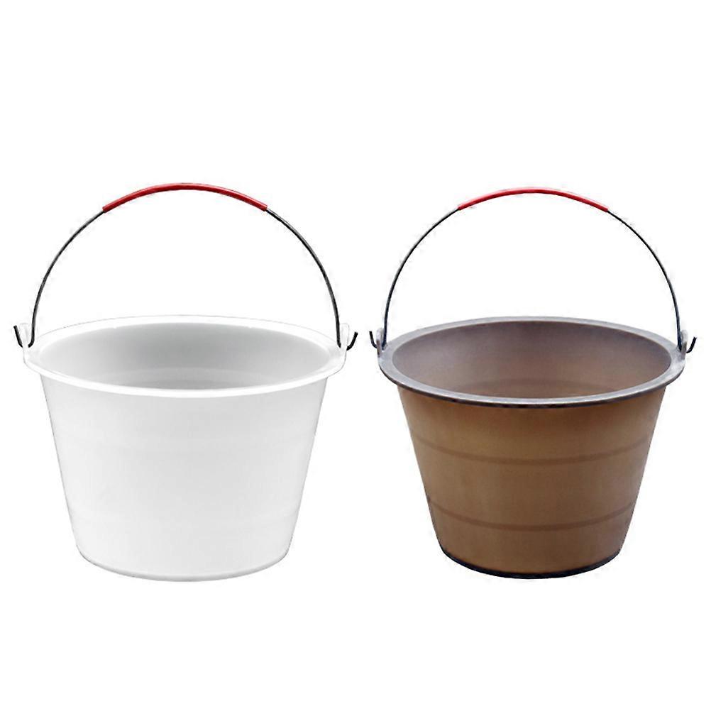 Construction Site Bucket 2Pcs Brown Plastic Versatile Use for Storage Use