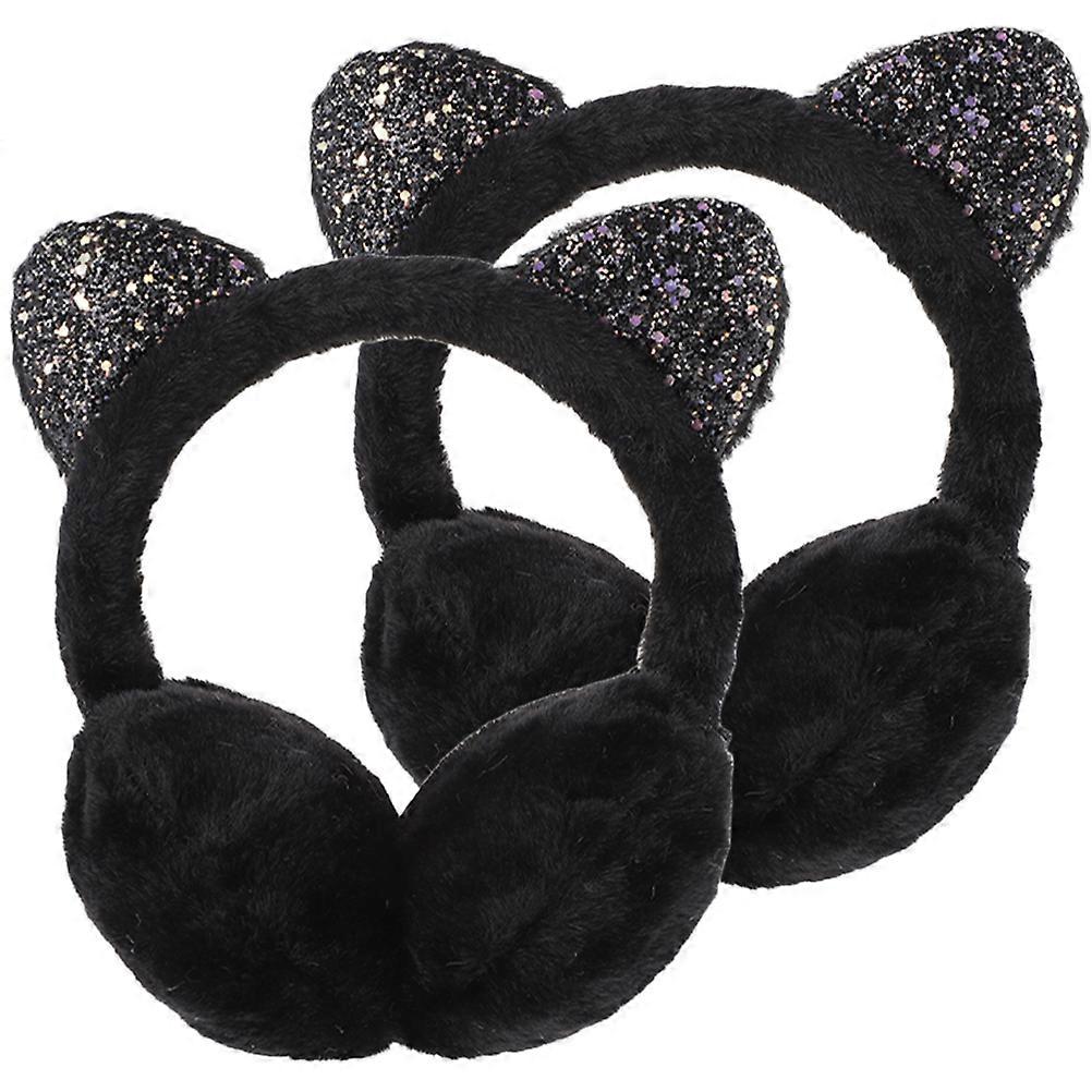 Cat Ear Muff Plush Ear Muff Winter Warm Earmuff for Decoration 2Pcs