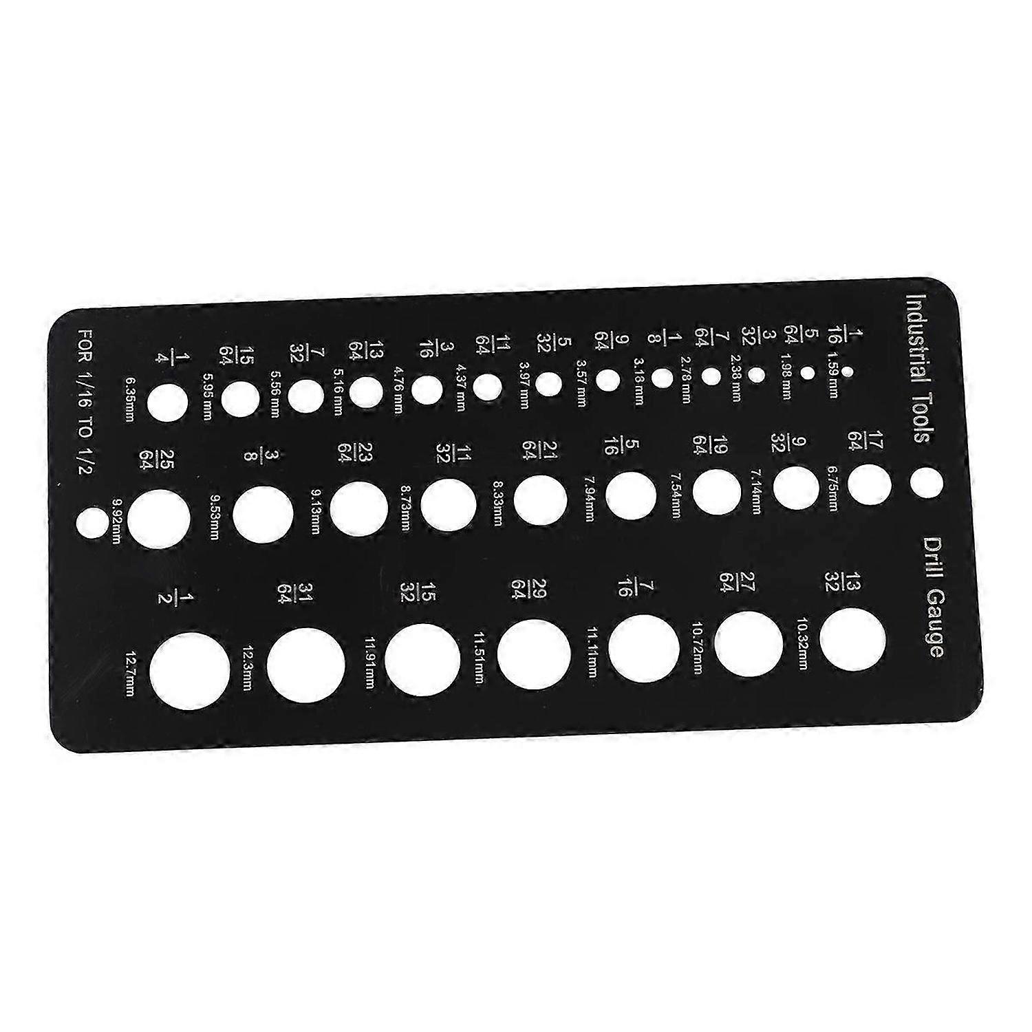 Drill Bit Gauge 1/16 Inch to 1/2 Inch, Screw Size and Thread Gauge Inches and Decimal Drill Gauge Dr