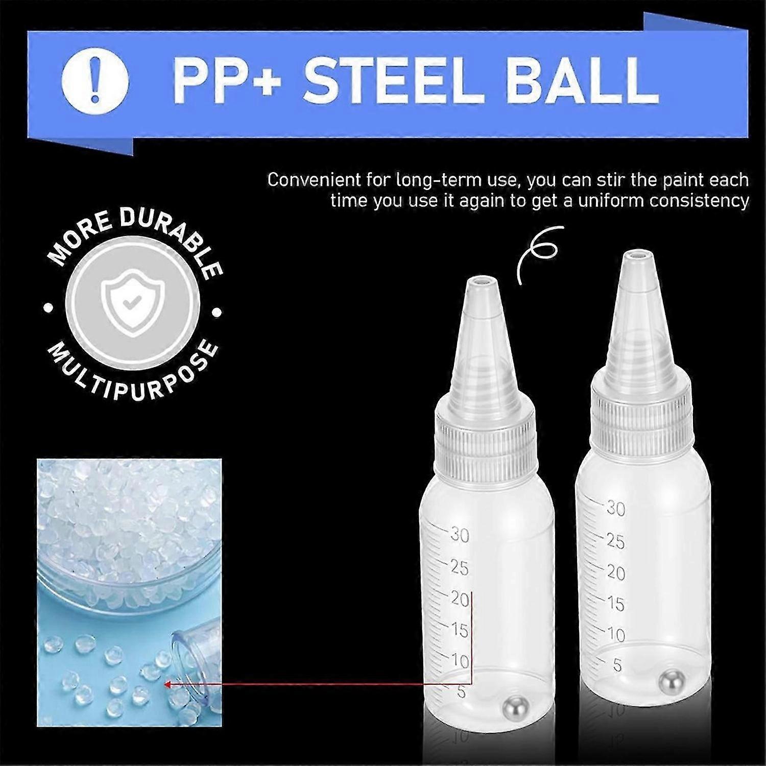 20Pcs Airbrush Paint Bottles Jars 1oz/30ml Plastic Paint Containers with Ball,Resealable Small Squee