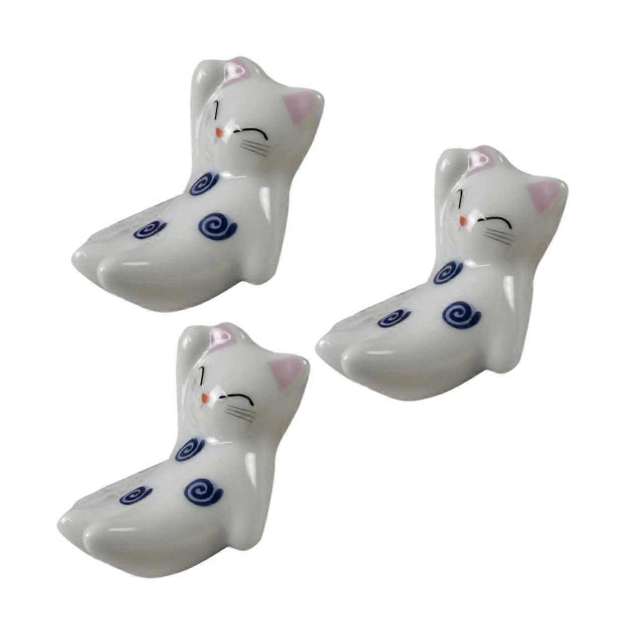 3Pcs Cartoon Ceramic Chopstick Rest Holder 3 Piece Set For Dining Table
