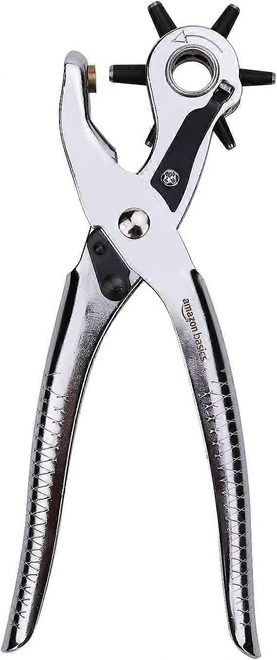 Leather Punch Set with Rotary and Multi-Size Tips, Silver