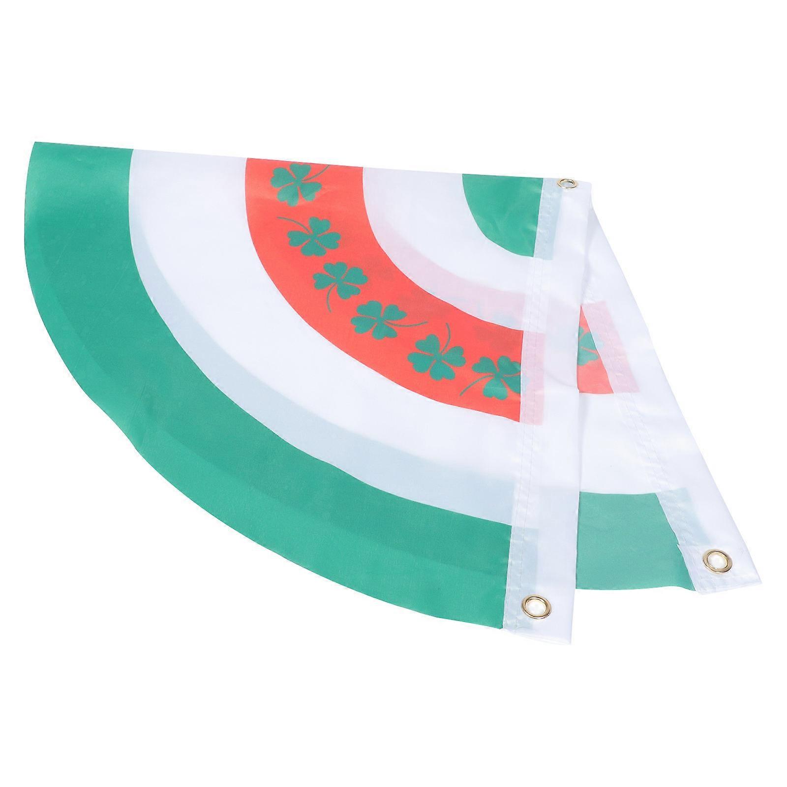 Clover Pattern Bunting Flag St Patricks Day Balcony Garden Luck Four Leaf Half Round Decoration 90x45cm Green 1Pc