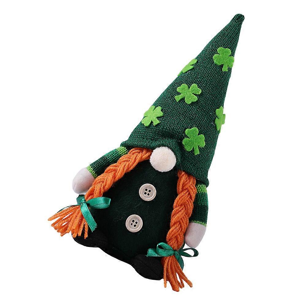Green Hat Gnome Doll for Decor with Pattern