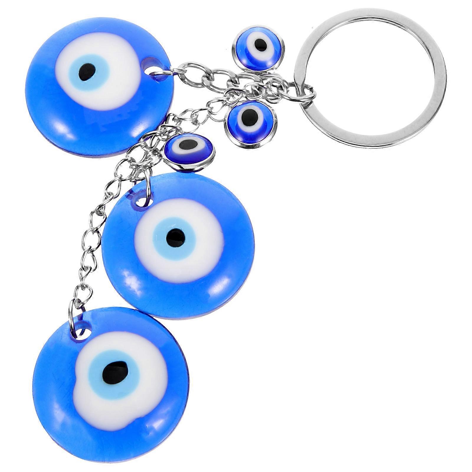 Blue Evil Eye Keychain Bag Key Ring for Keys 3Pcs Beaded Decoration