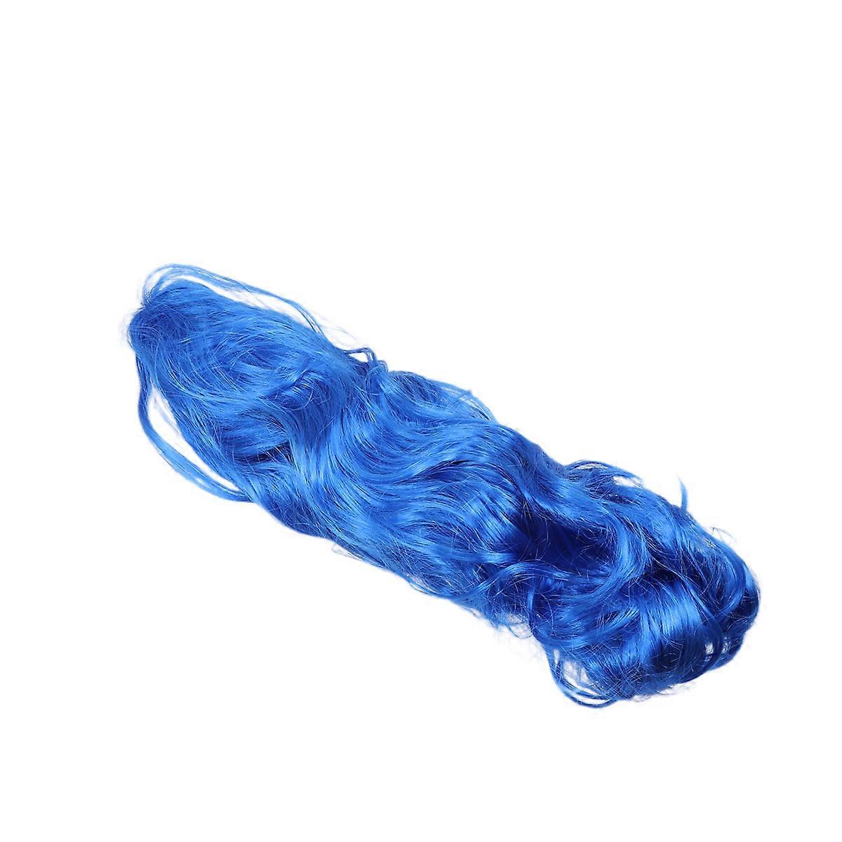 Fake Wig Woman Long Curly Wig for Performance Use Blue